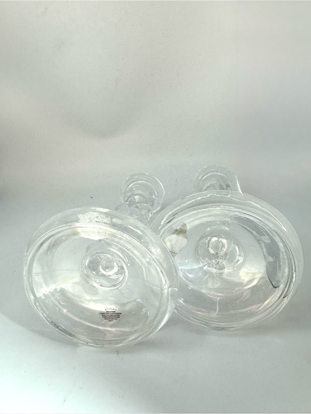 Clear Glass Link-Style Candle Holders – Pair - Picture 3 of 5